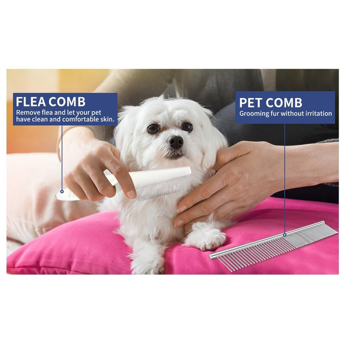 Набір для догляду за шерстю собак та котів 8 в 1: щітка для вичісування, видалення ворсу, гребінець, щітка для купання, знімач ворсу, для короткої та довгої шерсті