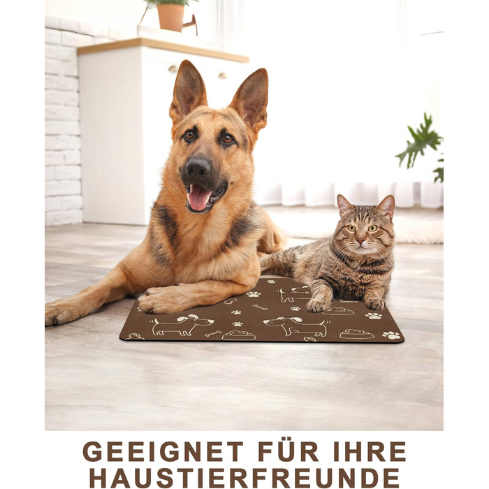 Підкладка під миску для собак та котів, нековзна, чорна 40x60 см. Швидковисихаюча, легко миється. Підкладка під миску для тварин