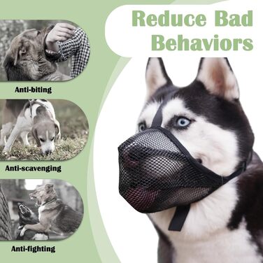 Нашийник-маска для собак Mayerzon: м'який сітчастий нашийник-маска, анти-укус, дихаючий, регульований. Підходить для німецької вівчарки, лабрадора, голден ретривера. Розмір S, обвід морди 8½'-9½'.