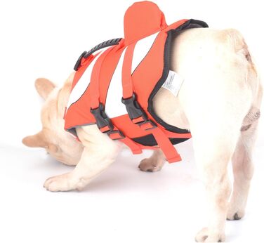 Рятувальний жилет для собак Hifrenchies Французький бульдог, розмір M, дизайн 'Клоун-рибка'