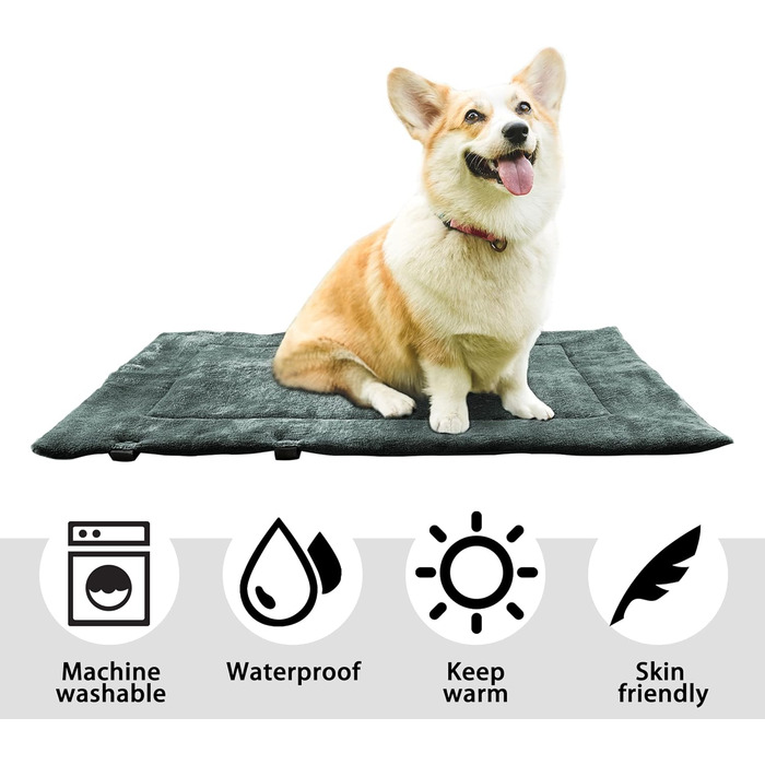 Водонепроникний килимок для котів та собак Kritter Planet, складаний, миючий, для відпочинку на вулиці, у подорожах та кемпінгу, з ручками, 80 x 60 см, сірий