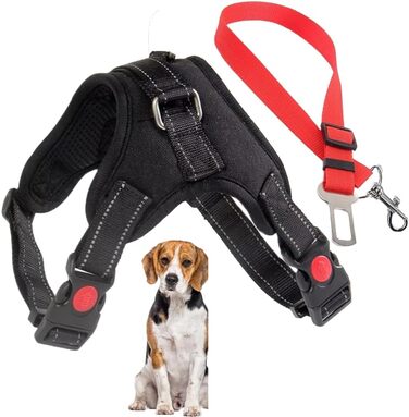 Регульоване обіднє нашийник для маленьких собак з автомобільним страхувальним тросом, посилений, безпечний та зручний, розмір S (Medium-R)