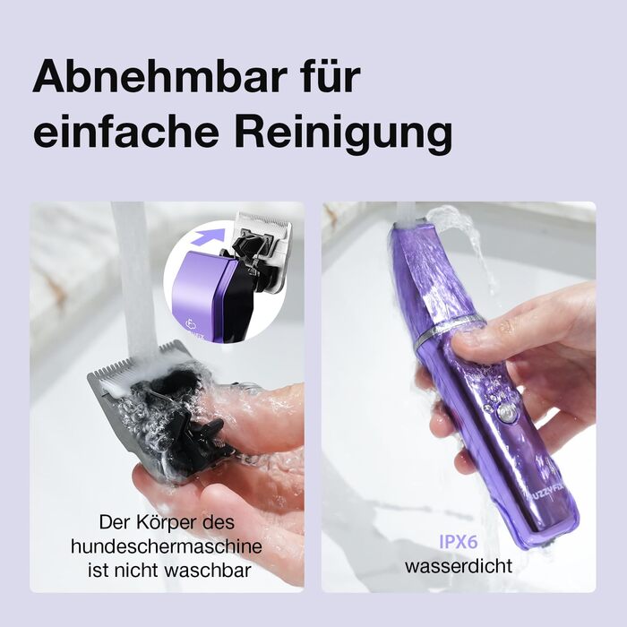 Набір для стрижки собак 3 в 1: машинка, тример для лап, для густого шерсті, тиха робота, фіолетовий