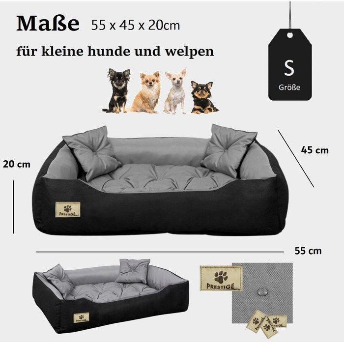 Крісло-ліжко для собак маленьких порід, 55x45 см, водонепроникне, сіре, з ортопедичним наповнювачем, для собак та котів