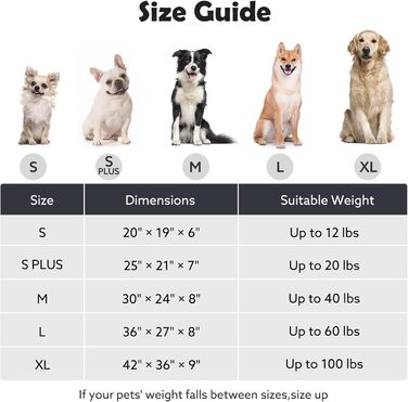 Ортопедичне ліжко для собак JOEJOY XL, прямокутне, чорне, знімний чохол на блискавці, антиковзаюча підкладка, для цуценят та великих собак (107x91x23 см)