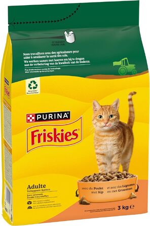 Сухий корм для дорослих котів Friskies з куркою та овочами, повнораціонний, 3 кг