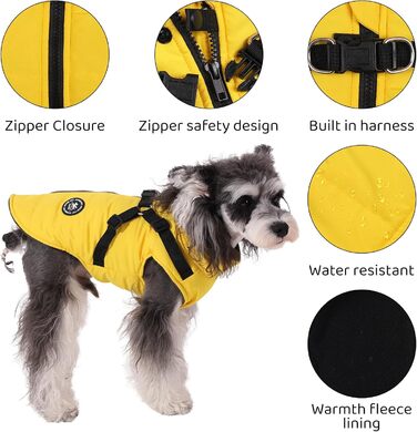 Жакети для собак Norbi, зимовий теплий нашийник, регульований, для будь-яких порід, жовтий, X-Large