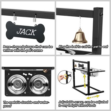 Підвищені годівниці для собак великих та екстра-великих порід, з антипроливною підкладкою, об'єм 3000 мл (2 шт.), стабільна годівниця висотою 46 см, коричневого кольору. Металеві годівниці та підкладка, 2.863 мл, 46 см