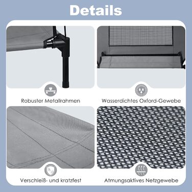 Лежанка для собак з балдахіном, велика, 92 x 76 x 92 см. Водонепроникна, з дихаючим мереживним полотном. Підходить для кемпінгу та пляжу.