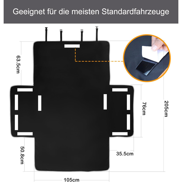 Захист для багажника автомобіля від бруду для собак bytaoqipet, 105x185 см, універсальний, водовідштовхувальний, з боковим захистом, для SUV/Kombi/хетчбек