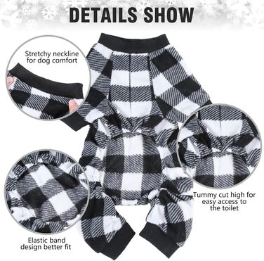 Піжама для собак SCENEREAL: теплий, м'який комбінезон для маленьких та великих собак, чорного кольору. Підходить для зими та святкування Нового року.