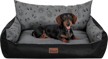 Ліжко для собак - м'яке ліжко-корзина для собак, котів, маленьких, середніх та великих собак - 63x48 см, графіт з лапами