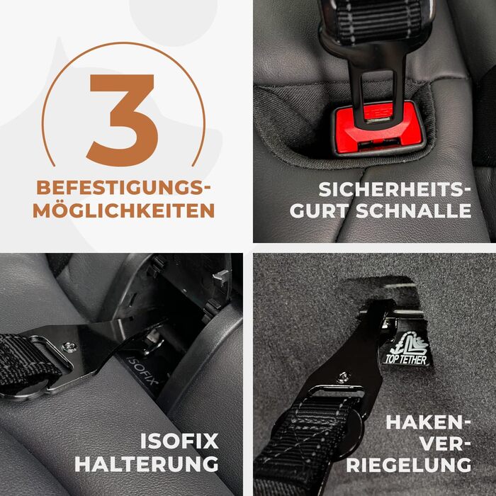 Автогурт для собак Wuglo 30-95см: безпечний кріплення для автокрісла, універсальний, чорний