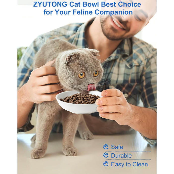 Керамічна миска для котів з віями, 14 см, широка годівниця для вологого корму, миска для котів з милим дизайном, зручна для котів з вусами, неслизька, біла, з сердечками та кігтиками, набір 6 штук