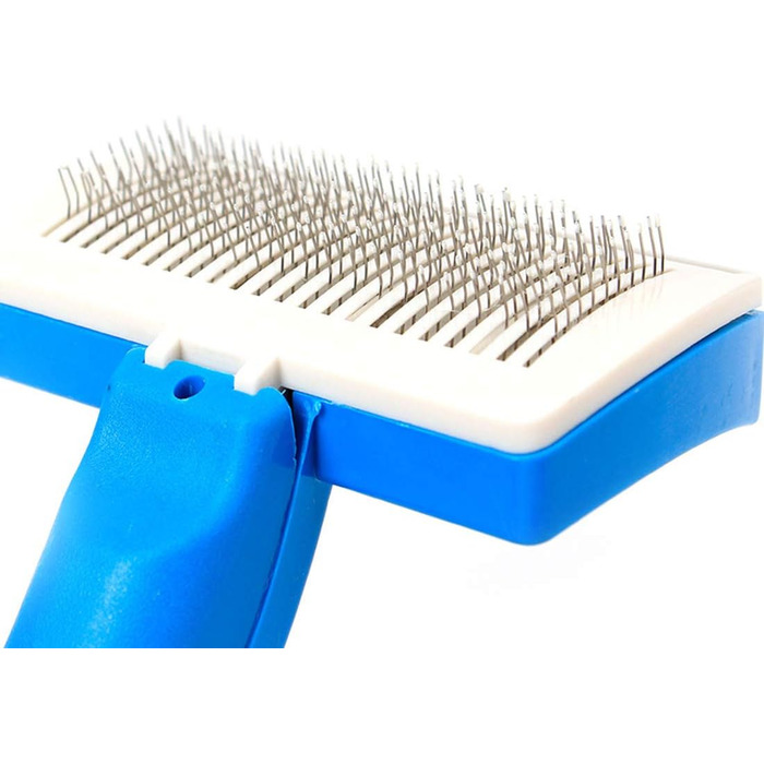 Професійна щітка для грумінгу собак та котів: викрутна головка, гребінець з крапками, синього кольору