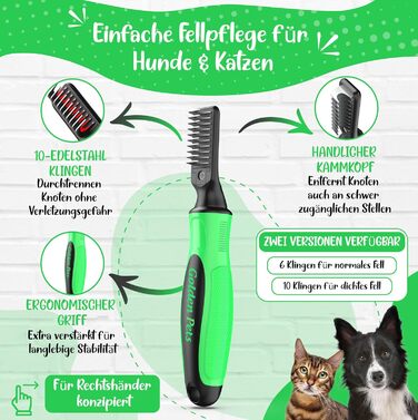 Інструмент для видалення ковтунів у собак та котів - професійний тример з 10 лезами + E-book з догляду за шерстю