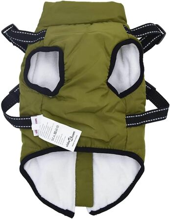 Водонепроникний дощовик для собак від vidaXL з шлейкою, дощовик для собак, теплий дощовик для цуценят, армійний зелений (l24)