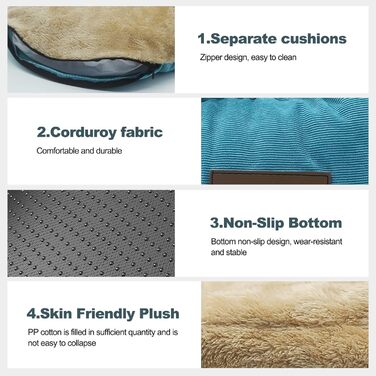 Кругле ліжко для котів та собак Galatée, м'яке та затишне, з антиковзною основою (M, коричневе)