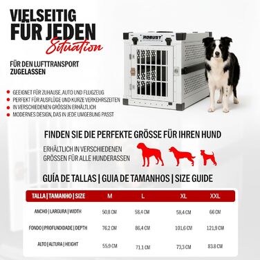 Міцна переносна переноска для собак, складана, для всіх порід – легка алюмінієва переноска з посиленими кутами | Сумка-переноска для собак, для дому, автомобіля, подорожей та авіаперельотів (Білий, L)