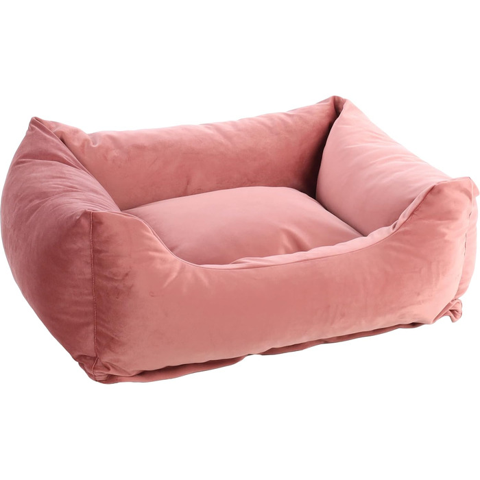 Ергономічне собаче ліжко Flamingo Elena, прямокутне, рожеве, 80x67x22 см, антислизьке, миється, м'яке, розкішне