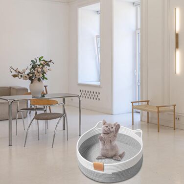 Квіткове ліжко для кота, 50 см, плетений кошик, зручне, міцне, сірого кольору (S, світло-сірий)