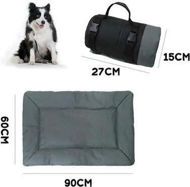 Килимок для собак Bangminda: водонепроникний, для подорожей та кемпінгу, 90x60 см, сірий