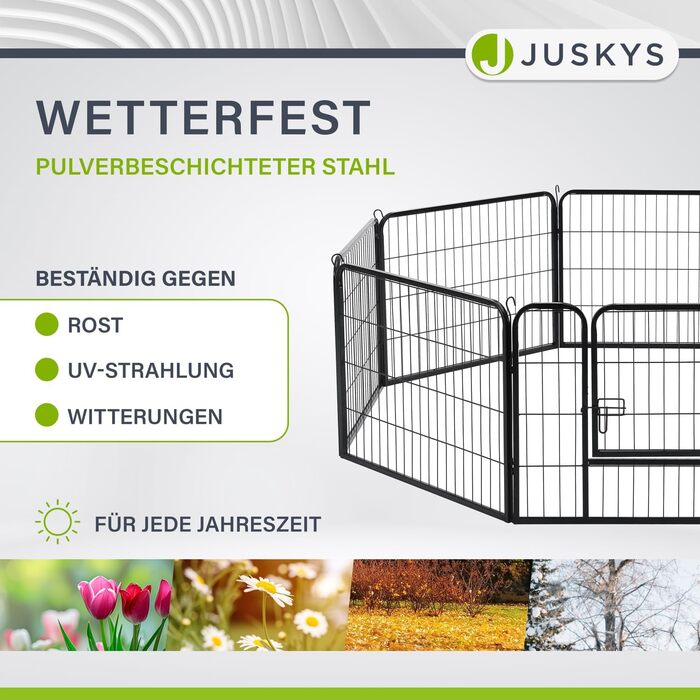 Металевий вольєр для цуценят Juskys - 8-секційний вольєр для собак, кроликів та дрібних тварин (160x160x60 см) з дверцятами