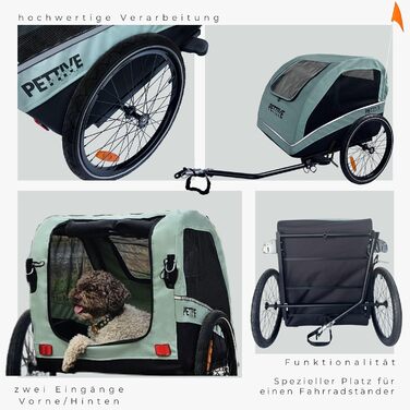 Причіп для велосипеда для собак до 40 кг, будівельник Active ONE 2в1, причіп для собак з підвіскою, світло-зелений