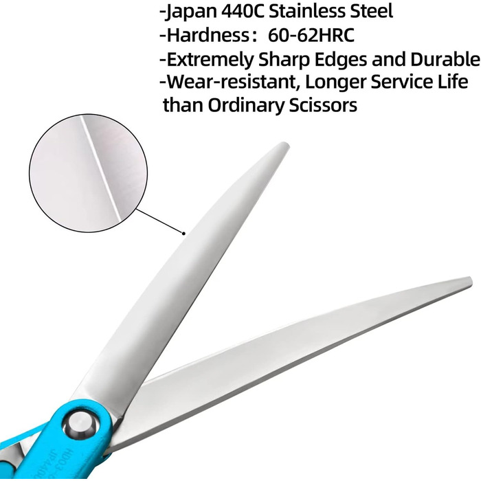 Професійна вигнута ножиця для грумінгу собак 16,5 см, 440C, нержавіюча сталь, легкий алюмінієвий руків'я (вигнута, блакитна)