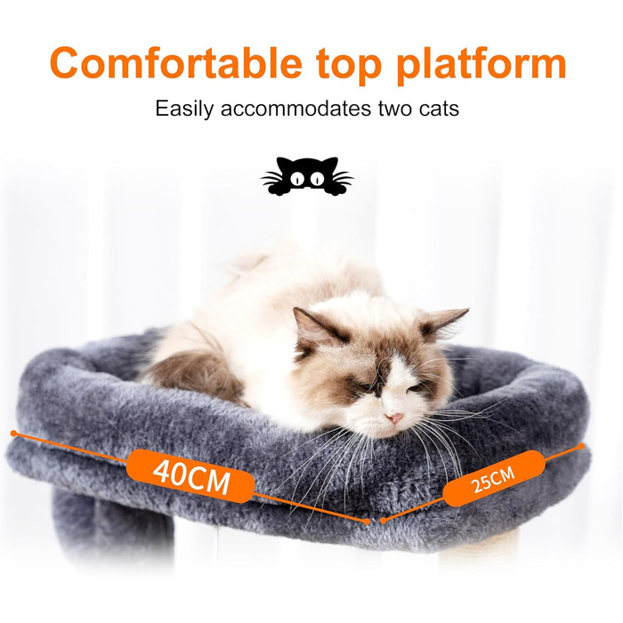 Котячий будиночок Heybly HCT006SW: високий кігтетопор 100 см з платформою, гамаком та іграшками