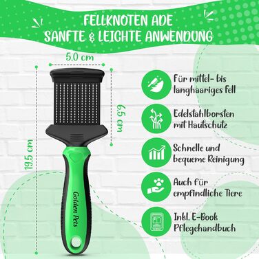 Зубна щітка для собак та котів з захисними нопочками - видаляє підшерсток, ковтуни та вузли. Ідеальна для догляду за шерстю довгошерстих собак, таких як кокапу, пудель. Розмір S. Зубна щітка 2.0, компактна