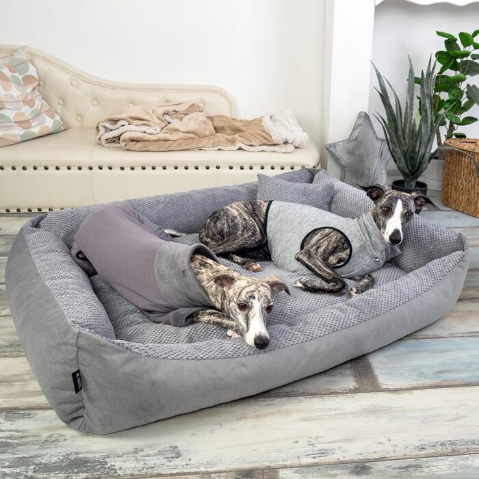 М'яке ліжко для собак Teo 80x60 см, знімний чохол, сірого кольору
