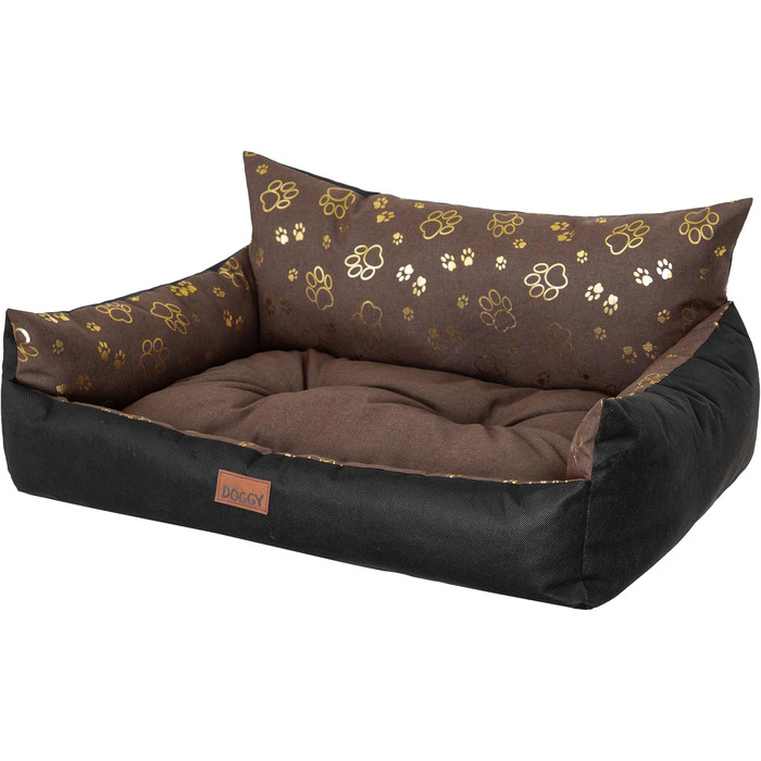 Ліжко для собак DOGGY - корзина для собак маленьких, середніх та великих порід - лежанка для тварин - собаче диван-матрац - ліжко для домашніх тварин - XXXL 132x106 см - коричневий колір з лапами