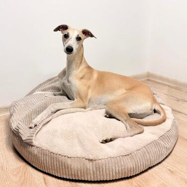 4L Textil Hundebett Vigo з капюшоном: лежанка-будка для собак, ковдра, кошик, спальний мішок, лежанка з корду, подушка для собак середніх розмірів (Бежевий, 90 x 90 x 12 см)