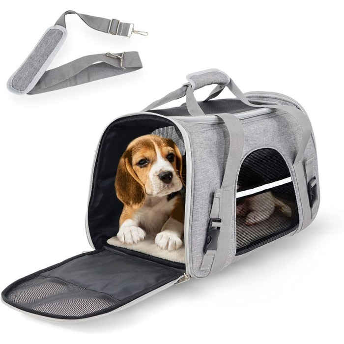 Рюкзак-переноска для котів та собак Mobiclinic® Pets, складаний, з вентиляцією, з підсібником та сумкою, багатофункціональний, регульований, 37x29x37x5 см