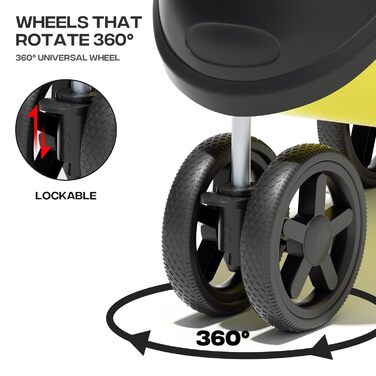 Дитяча коляска для котів та собак, 3 колеса, жовта. Коляска для тварин середнього розміру та цуценят, 13,6 кг, з кошиком для зберігання та тримачем для напоїв