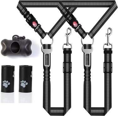 Нашийник для собак у багажник авто, фіксатор для транспортування, з амортизатором та карабіном, чорний, для всіх порід