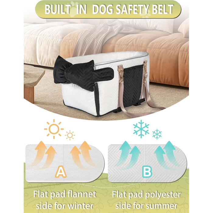 Автомобільний крісло для собак, переноска для маленьких собак до 5,9 кг, з м'яким, знімним, миючим подушечкою