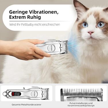 Професійна машинка для стрижки собак та котів KitSky Leise, бездротова, для довгошерстих порід