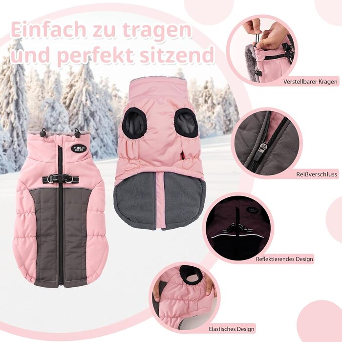 Тепла зимова жилетка для собак Savlot з D-порогом (3XL, рожева)