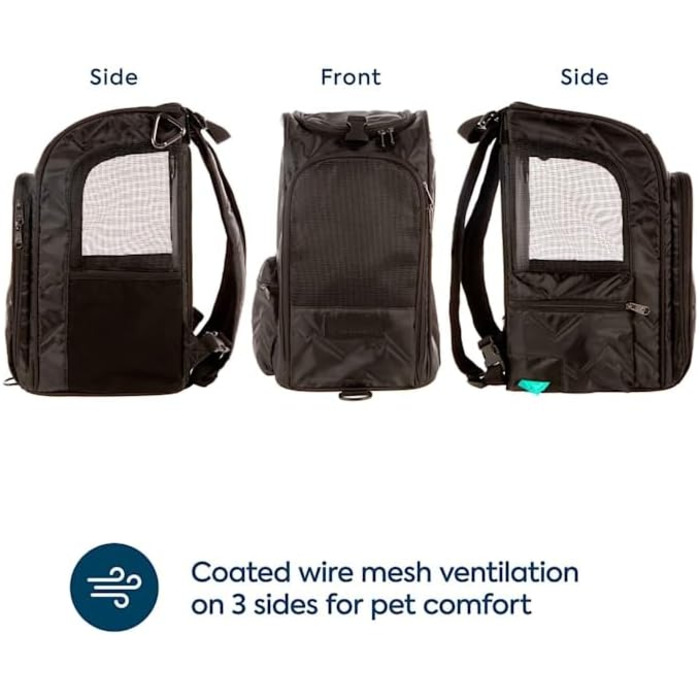 Транспортна сумка Sherpa Deluxe для собак та котів, розмір L, схвалена авіаперевізниками, чорна (27 x 27 x 43 см)