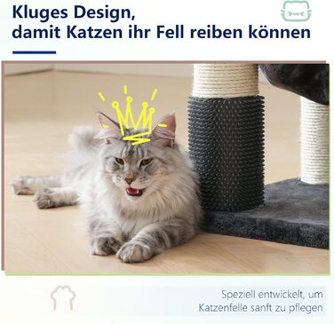 Кігтеточка XXL для мейн-куна, 168 см, з гамаком, сизаловим стовпом (φ11 см), коморою, корзиною, 2 платформами, EMPJ01M (димно-сірий)