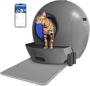 Автоматичний туалет для котів ELS PET, самочистка, з додатком, 60 л, для кількох котів, закритий, оновлена версія 2024