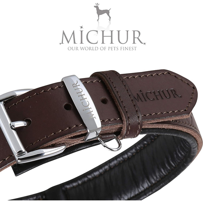 MICHUR нашийник для собак з натуральної шкіри, коричневий, різні розміри