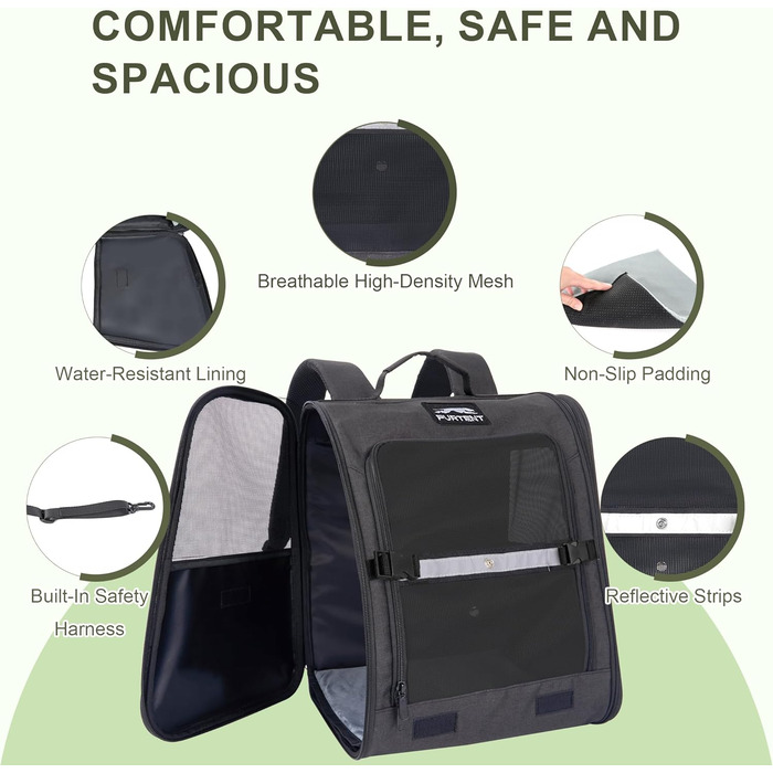 Рюкзак-переноска для собак і котів/цуценят до 5,9 кг, дихаюча сітка, кишені, безпека, для походів