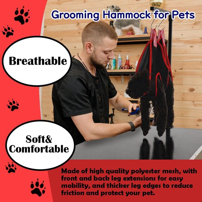 Набір для догляду за собаками 10-в-1: гамак, гребінець, триммер для нігтів, кріплення для машинки для стрижки, міцний, для грумінгу та купання собак (L/M/S) (L)