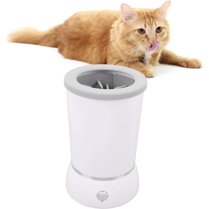 Автоматичний мийник лап для собак Asixxsix, портативний, акумуляторний, з м'якою силіконовою щіткою, для дому та подорожей, білий