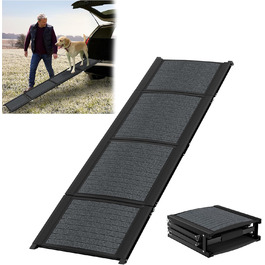 Рампа для собак Hunderampe 157 см: складана, для автомобіля, до 110 кг, з антиковзким покриттям та зручною ручкою (чорна)
