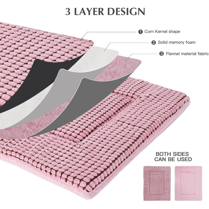 Ортопедичний лежак для собак BVAGSS, м'який килимок для собак, теплий лежак для собак маленьких, середніх та великих порід XH079 (60x45x4 см, рожевий)