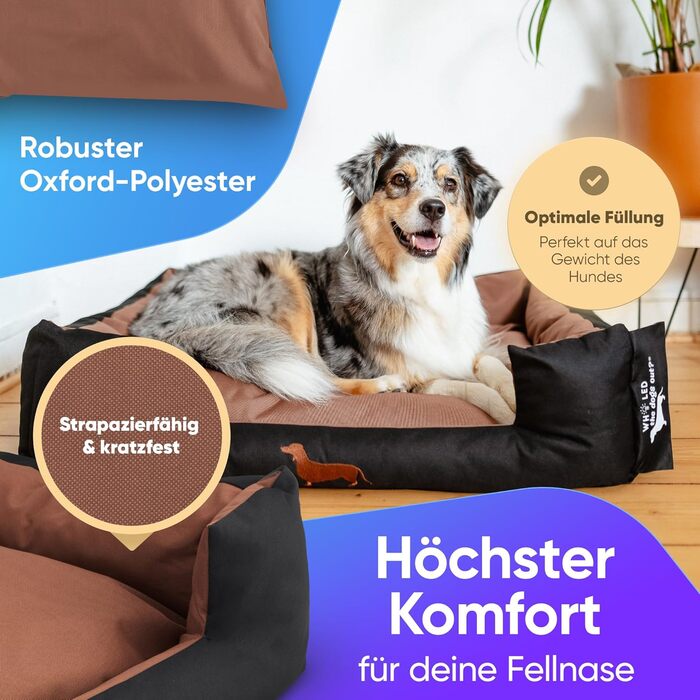 Ліжко для собак: міцне та зручне, підходить для великих та маленьких собак, цуценят та літніх тварин. Зручне собаче ліжко, кошик для собак, різні кольори (L, онікс)